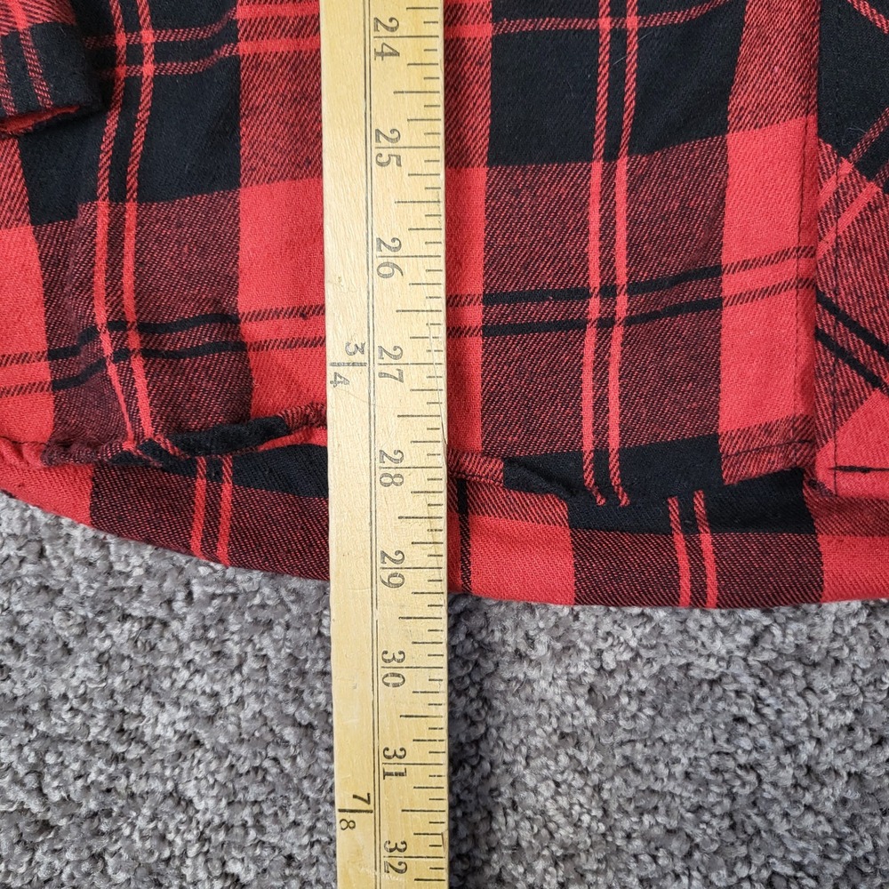 Rocawear Hooded Flannel Shirt Men XL Red Black Excellent Buffalo Plaid Button Up - Picture 3 of 9